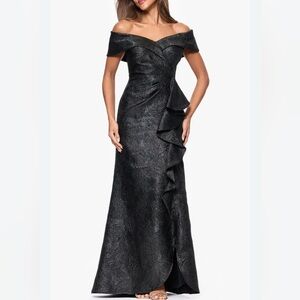 Xscape One Shoulder Black Dress